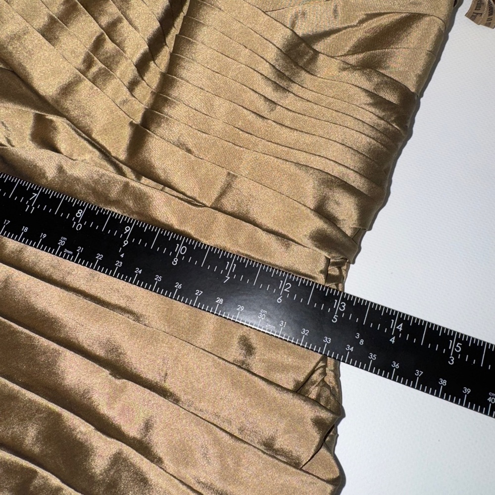 Strapless Gold Ruched Bodycon Dress - Picture 9 of 12